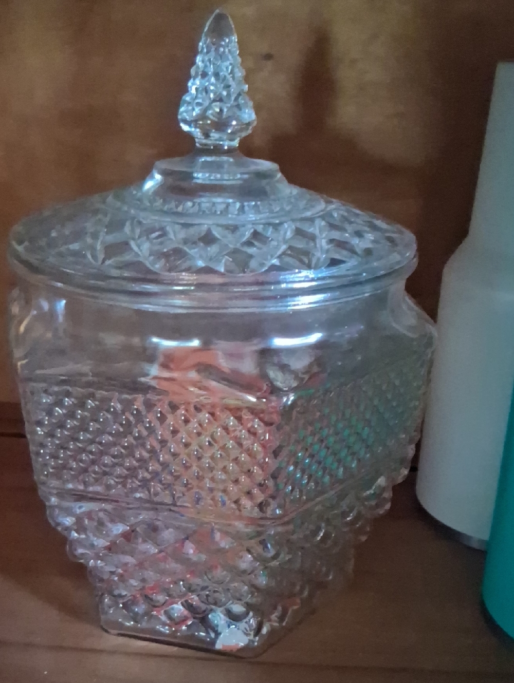 Cut Glass Decorative Lidded Jar - Clear Crystal Look